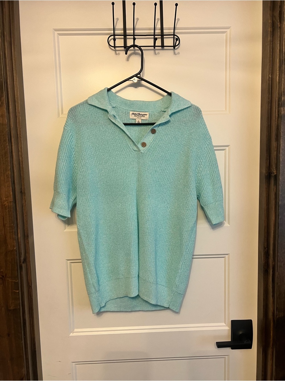 Norm Thompson Men's V-Neck Short-Sleeve Sweater in Mint